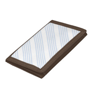 Pale blue and white five stripes pattern tri-fold wallet