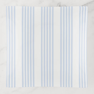 Pale blue and white five stripes pattern trinket tray
