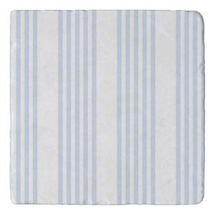 Pale blue and white five stripes pattern trivet