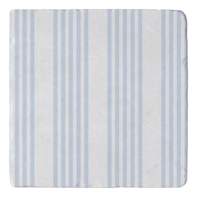 Pale blue and white five stripes pattern trivet (Front)