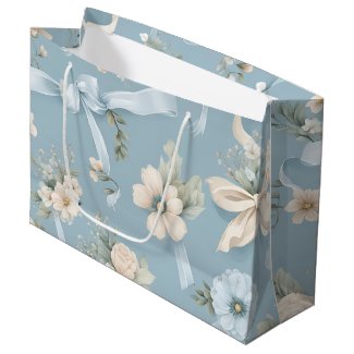 Pale Blue and White Fowers and Bows