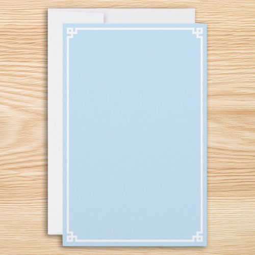 Pale Blue and White Greek Key Border Stationery