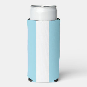 Pale blue and white lines stripes seltzer can cooler