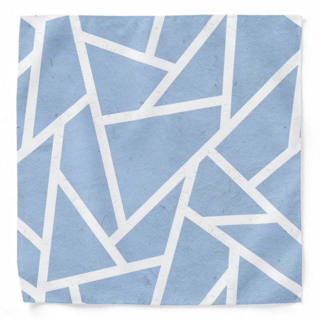 Pale blue and white mosaic pattern bandana (Front)