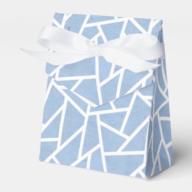 Pale blue and white mosaic pattern favor boxes (Front Side)