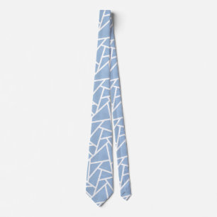 Pale blue and white mosaic pattern neck tie