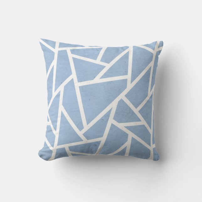 Pale blue and white mosaic pattern throw pillow (Front)