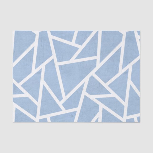 Pale blue and white mosaic pattern tissue paper (Front)