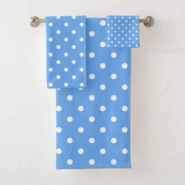 Pale Blue and White Polka Dots Bath Towel Set Zazzle