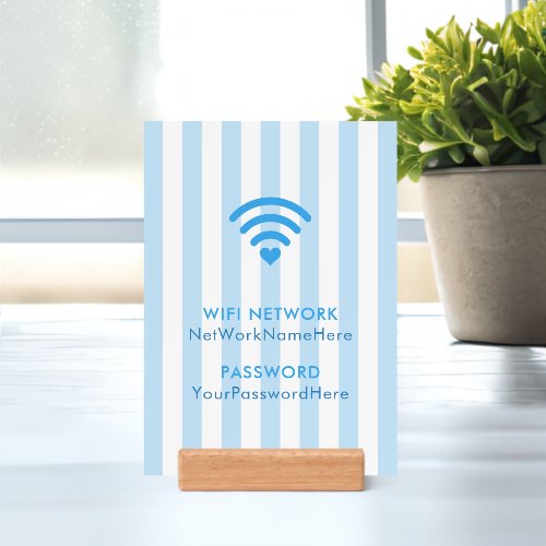 Pale Blue and White Stripe WiFi Password Holder