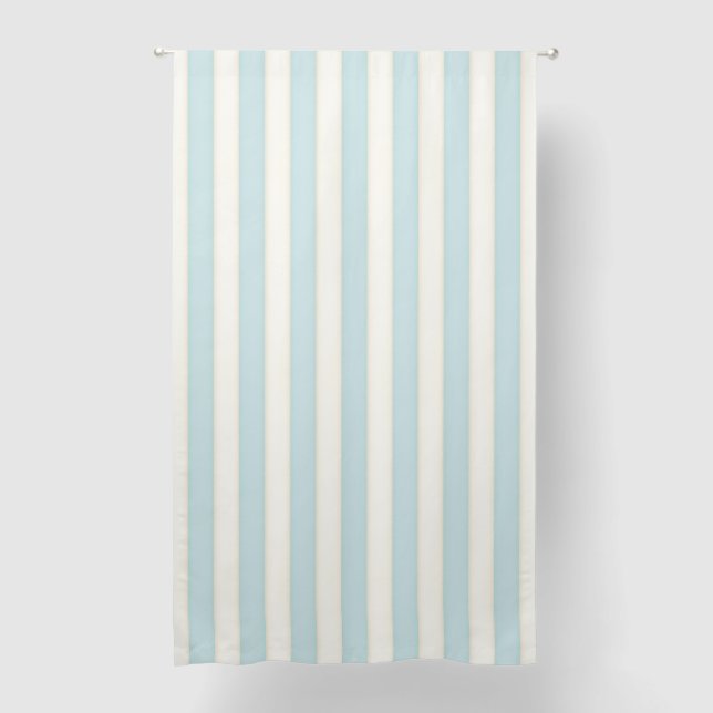 Pale Blue & Antique White Stripes 84" Blackout Curtains (Front)