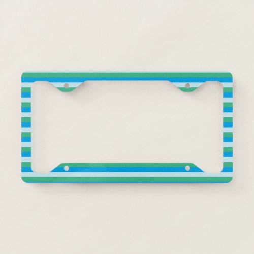 Pale Blue Aqua Green and Turquoise Stripes License Plate Frame