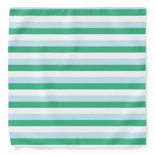 Pale Blue, Aqua Green and White Stripes Bandana