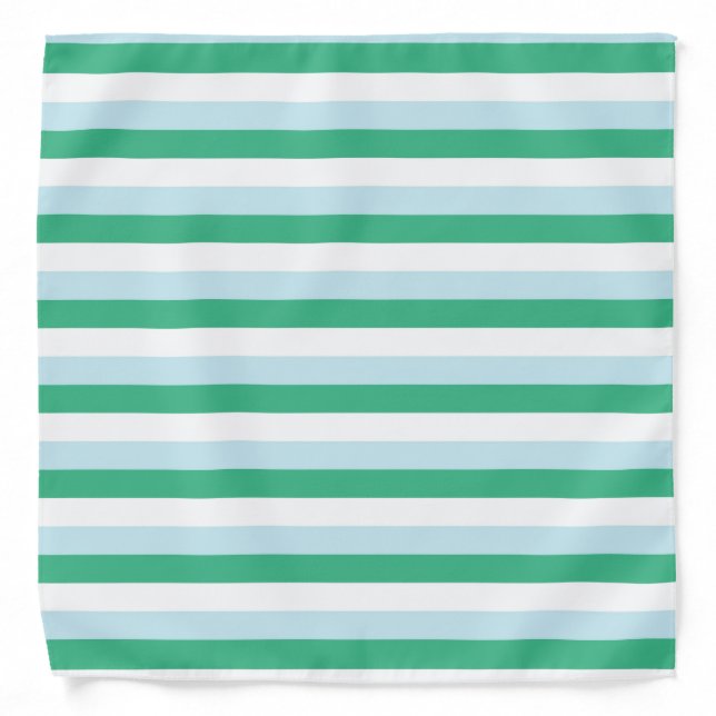 Pale Blue, Aqua Green and White Stripes Bandana (Front)