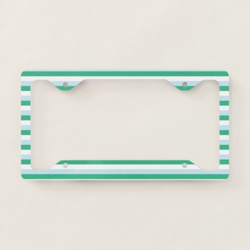 Pale Blue Aqua Green and White Stripes License Plate Frame