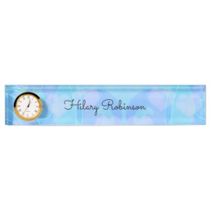Pale Blue Asymmetric Pattern Desk Name Plate