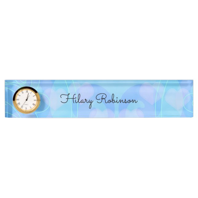Pale Blue Asymmetric Pattern Desk Name Plate (Front)
