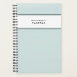 Pale Blue Black and White Minimal Simple Planner<br><div class="desc">Simple and minimal in its aesthetic,  this soft sky blue personalized planner feels clean and organized with its pared down graphics in fresh black and white. Customized text lets you control the label,  add a year,  a name,  a school subject and even contact information if your notebook is lost.</div>