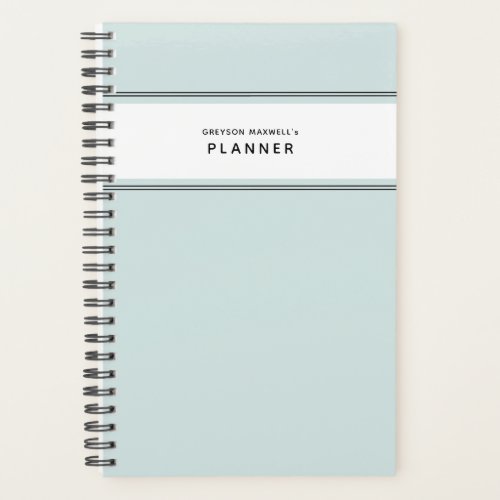 Pale Blue Black and White Minimal Simple Planner