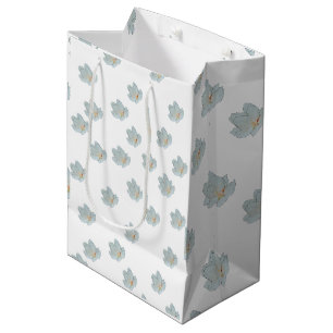 Pale Blue Blossoms On White Medium Gift Bag