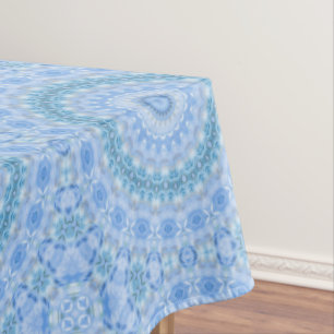 Pale blue, blue tablecloth