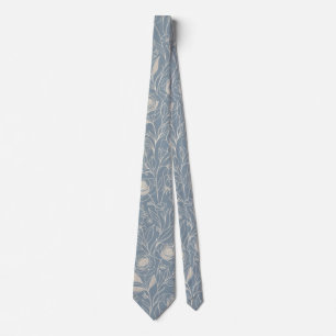 Pale Blue Botanical Floral Neck Tie