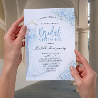 Pale Blue Bridesmaid Dress Bridal Shower Invitation