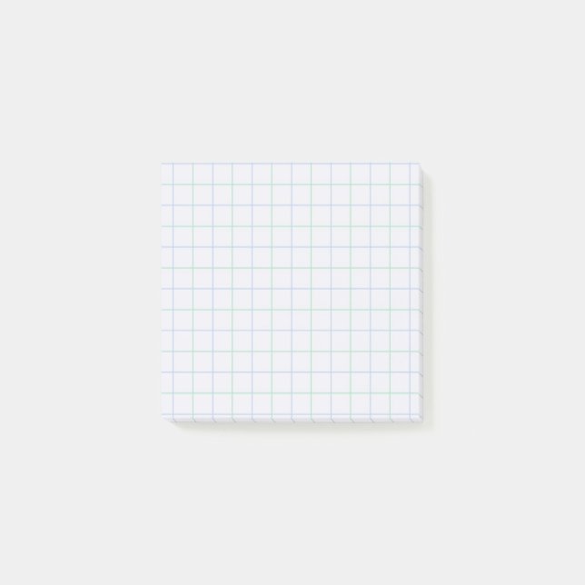 Pale Blue Checkered Pattern Soft Grid Design Post-it Notes (Front)