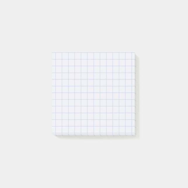 Pale Blue Checkered Pattern Soft Grid Design Post-it Notes (Front)