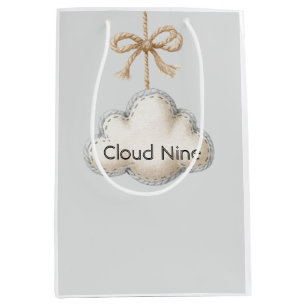 Pale Blue Cloud Nine Baby Shower Medium Gift Bag