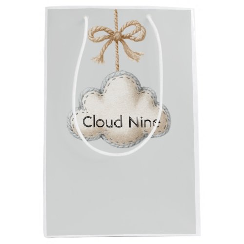 Pale Blue Cloud Nine Baby Shower Medium Gift Bag