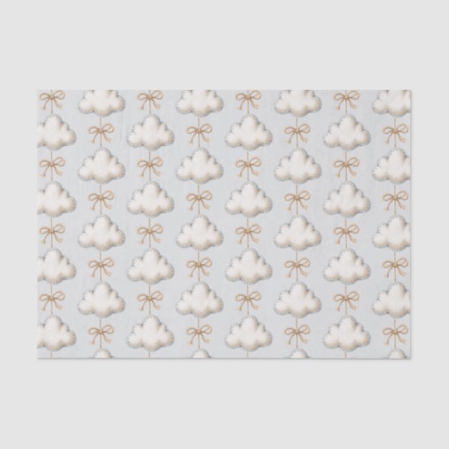 Pale Blue Cloud Nine Baby Shower Tissue Paper (Front)