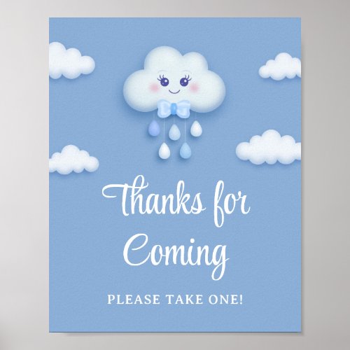 Pale blue cloud nine boy baby thanks for coming poster