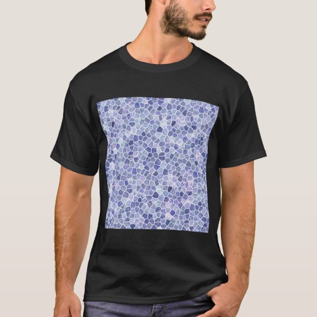 Pale Blue Cobbled Patchwork Terrazo Pattern T-Shirt (Front)