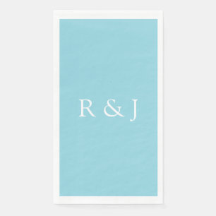 Pale Blue Cyan Monogram Initial Ampersand Wedding Paper Guest Towels
