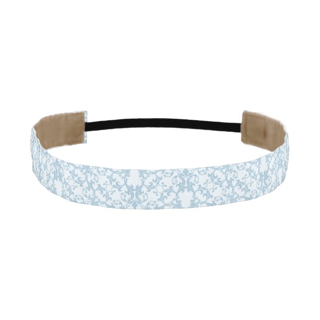 Pale Blue Damask Athletic Headband (Front)