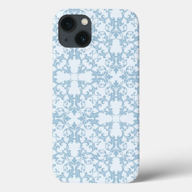 Pale Blue Damask Case-Mate iPhone Case (Back)