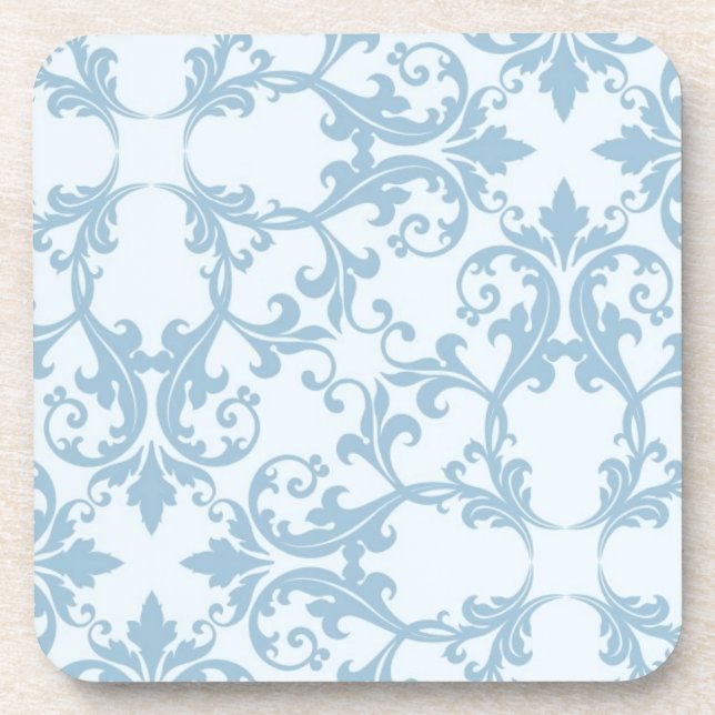 Pale Blue Damask Coaster (Front)