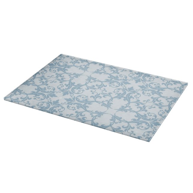 Pale Blue Damask Cutting Board (Corner)