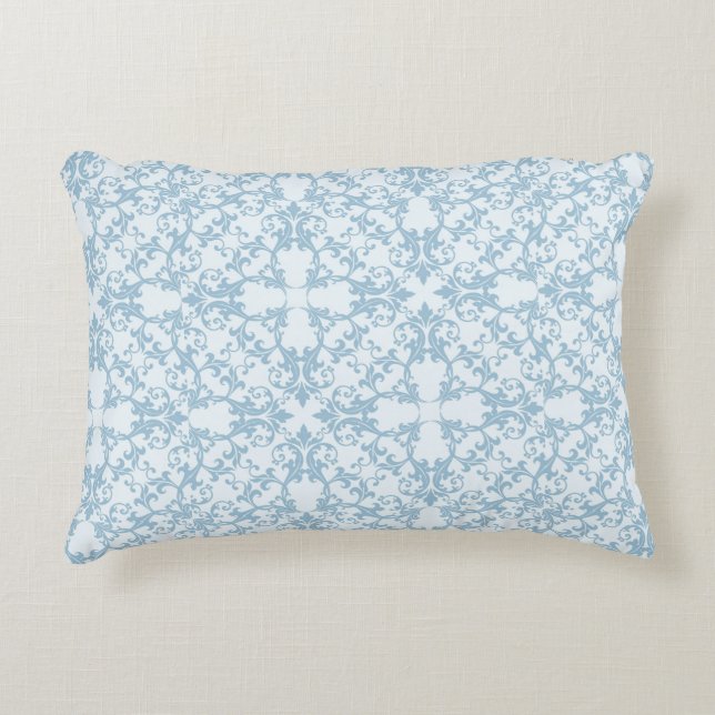 Pale Blue Damask Decorative Pillow (Front)