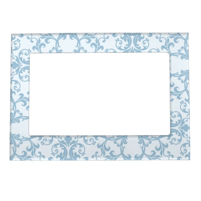 Pale Blue Damask Magnetic Picture Frame (Front)