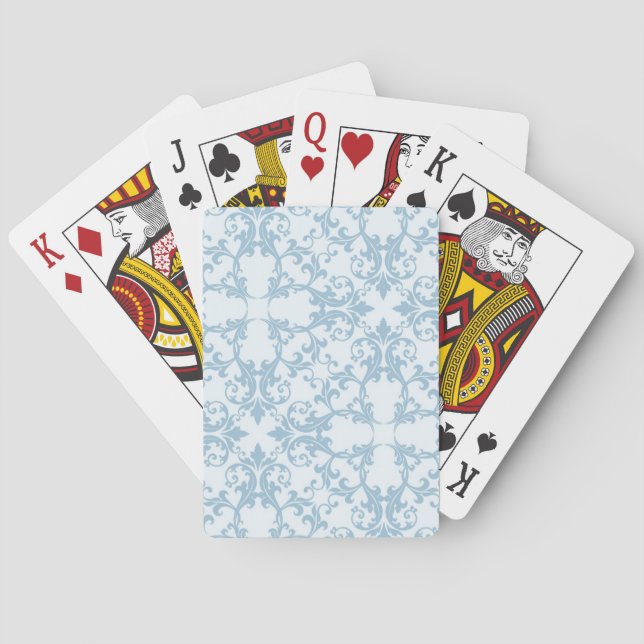 Pale Blue Damask Poker Cards (Back)