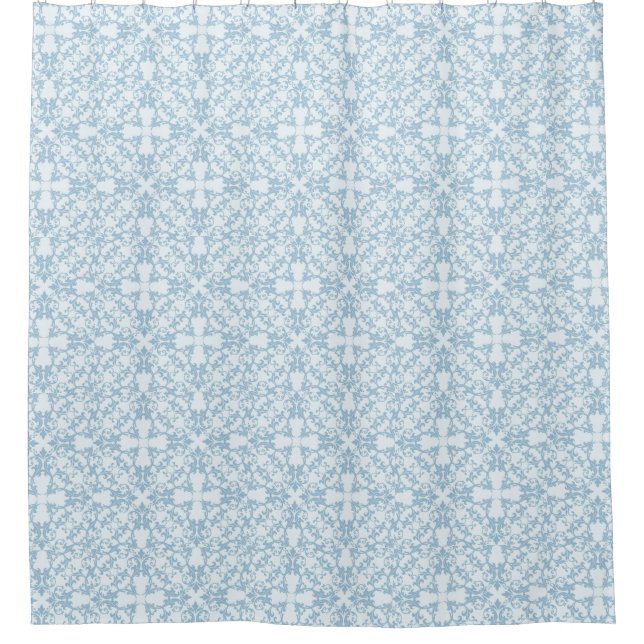 Pale Blue Damask Shower Curtain (Front)