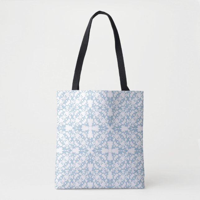 Pale Blue Damask Tote Bag (Front)