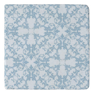 Pale Blue Damask Trivet