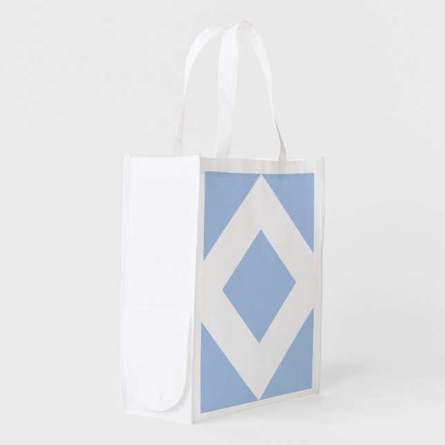 Pale Blue Diamond, Bold White Border Grocery Bag (Front Side)