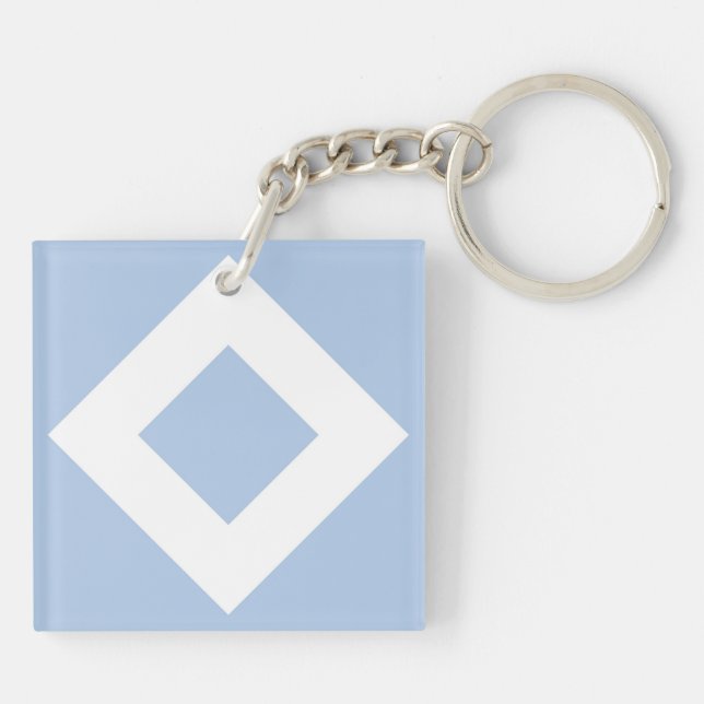 Pale Blue Diamond, Bold White Border Keychain (Back)