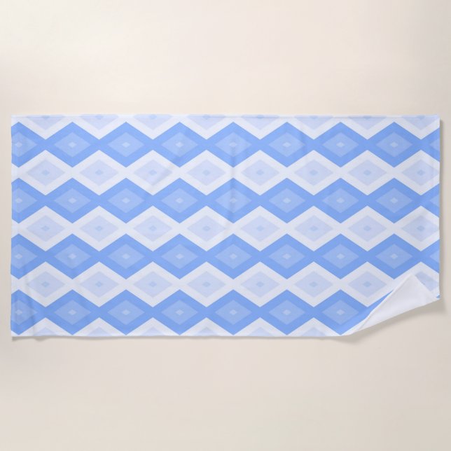 Pale blue diamond pattern beach towel (Front)