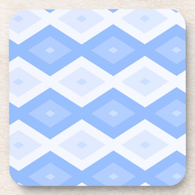 Pale blue diamond pattern beverage coaster (Front)