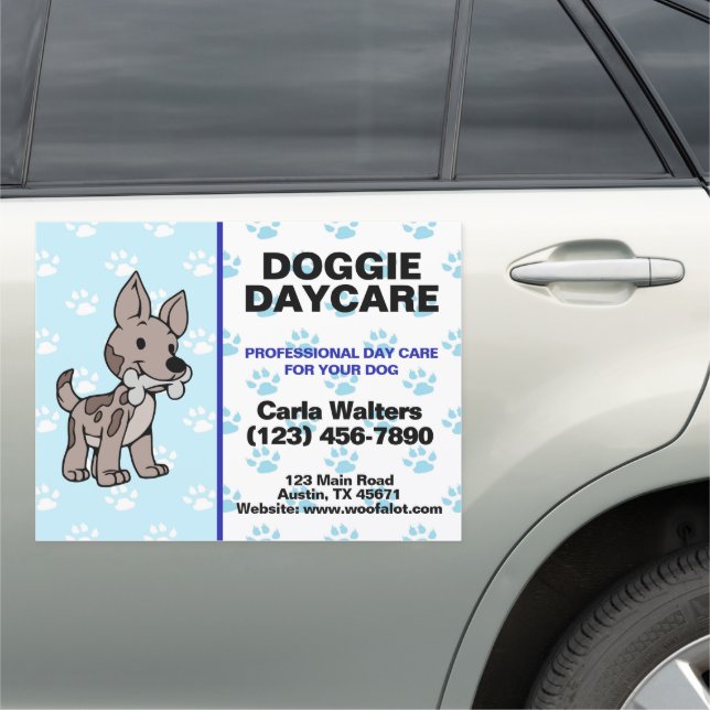 Pale Blue Doggie Day Care Auto Magnet (In Situ)